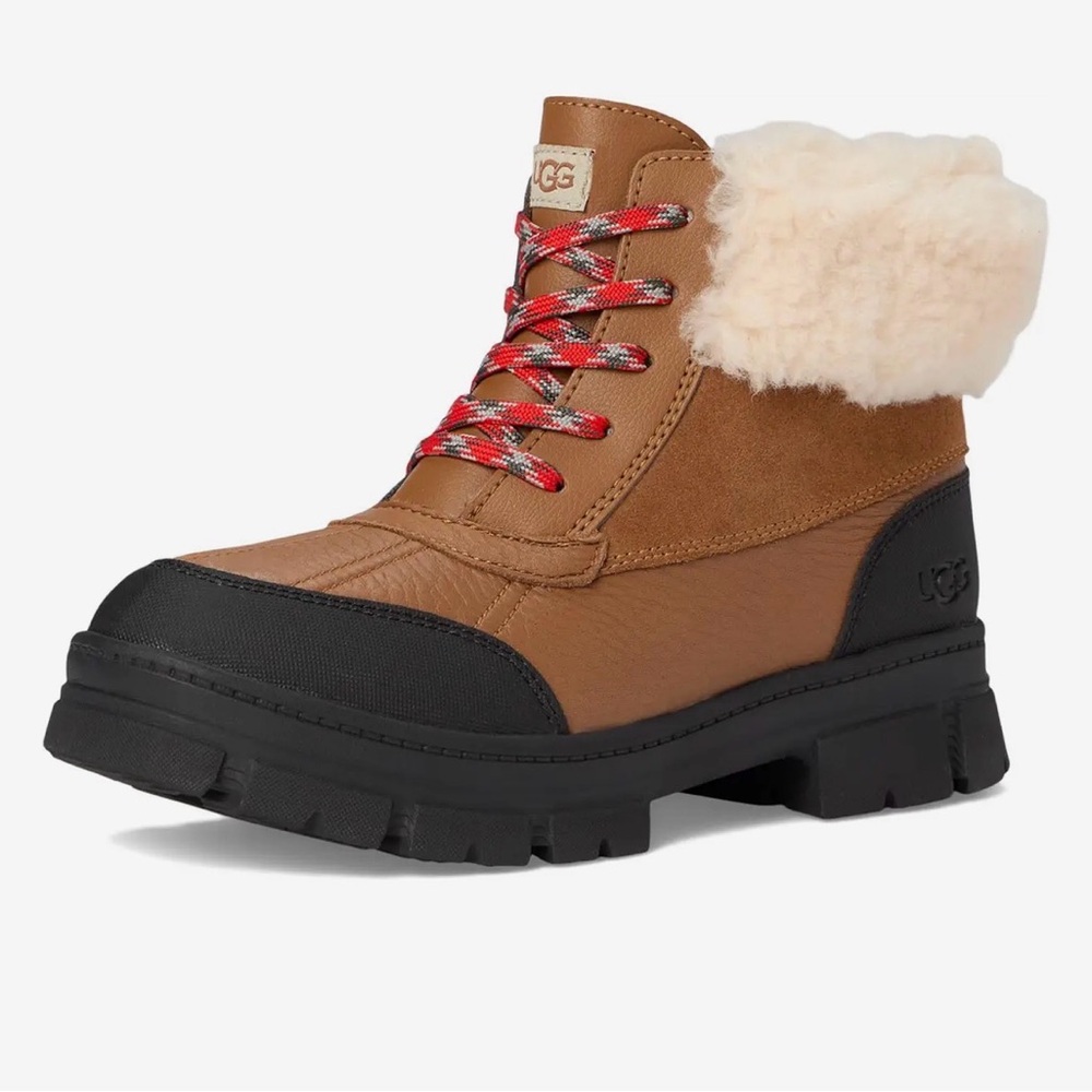 UGG Kids Boots in Brown and Black with Cream Fur